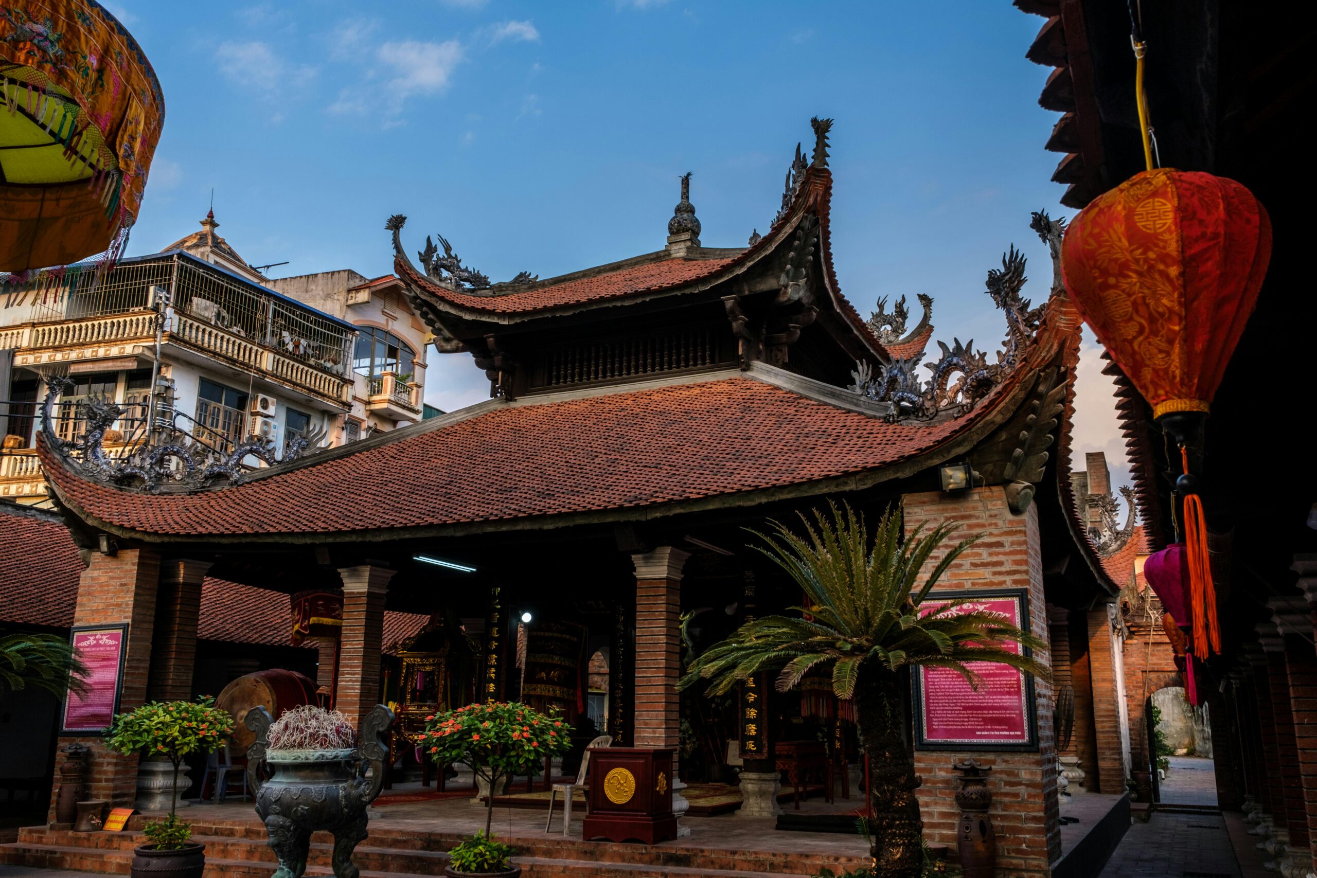 Stunning view of traditional Vietnamese temple architecture in Hanoi, Vietnam.